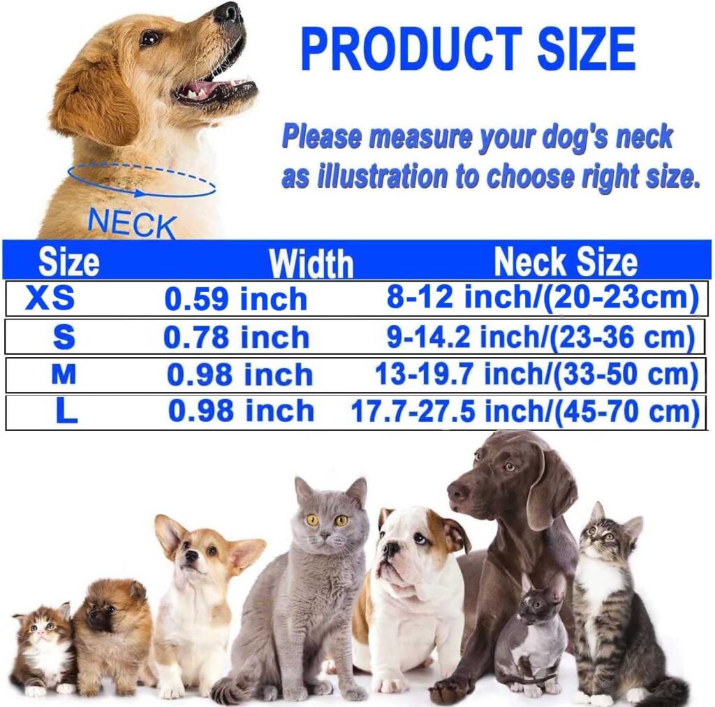 ATETEO Reflective Dog Collar with Safety Locking Buckle and Soft Neoprene Padded, Adjustable Durable Nylon Puppy Collar for Medium large Dogs,Blue,M: 13-19.7 inch