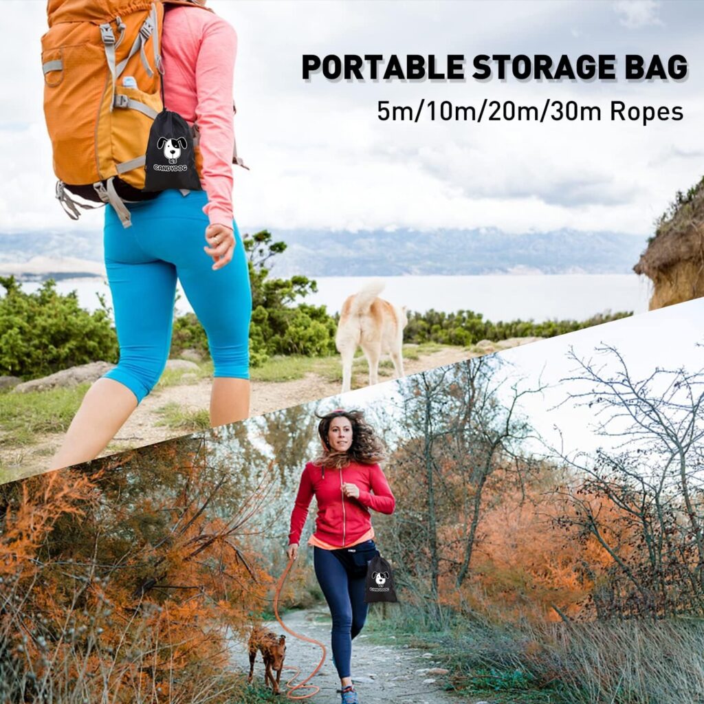 CANDYDOG Training Lead for Dogs 20m, Reflective Long Dog Rope Leash with Soft Padded Handle for Dogs, Suitable for Small to Large Dogs, Orange - Classic Leashes and Training Leashes