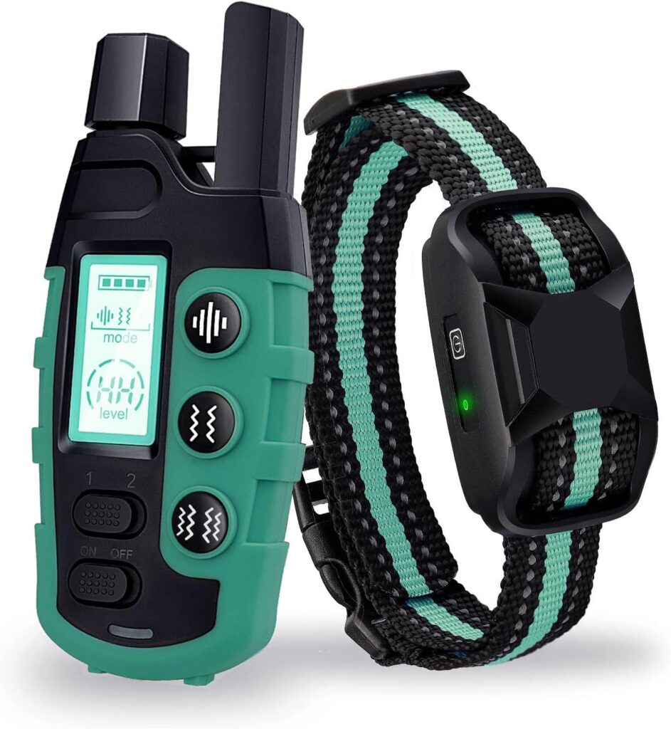 Dog Training Collar with Remote, 3300Ft Remote Range, Beep (1-8)  Vibration (1-16) Training Modes, USB Rechargeable IP67 Waterproof, Remote Anti Bark Collar for Large Medium Small Dogs (GREEN)