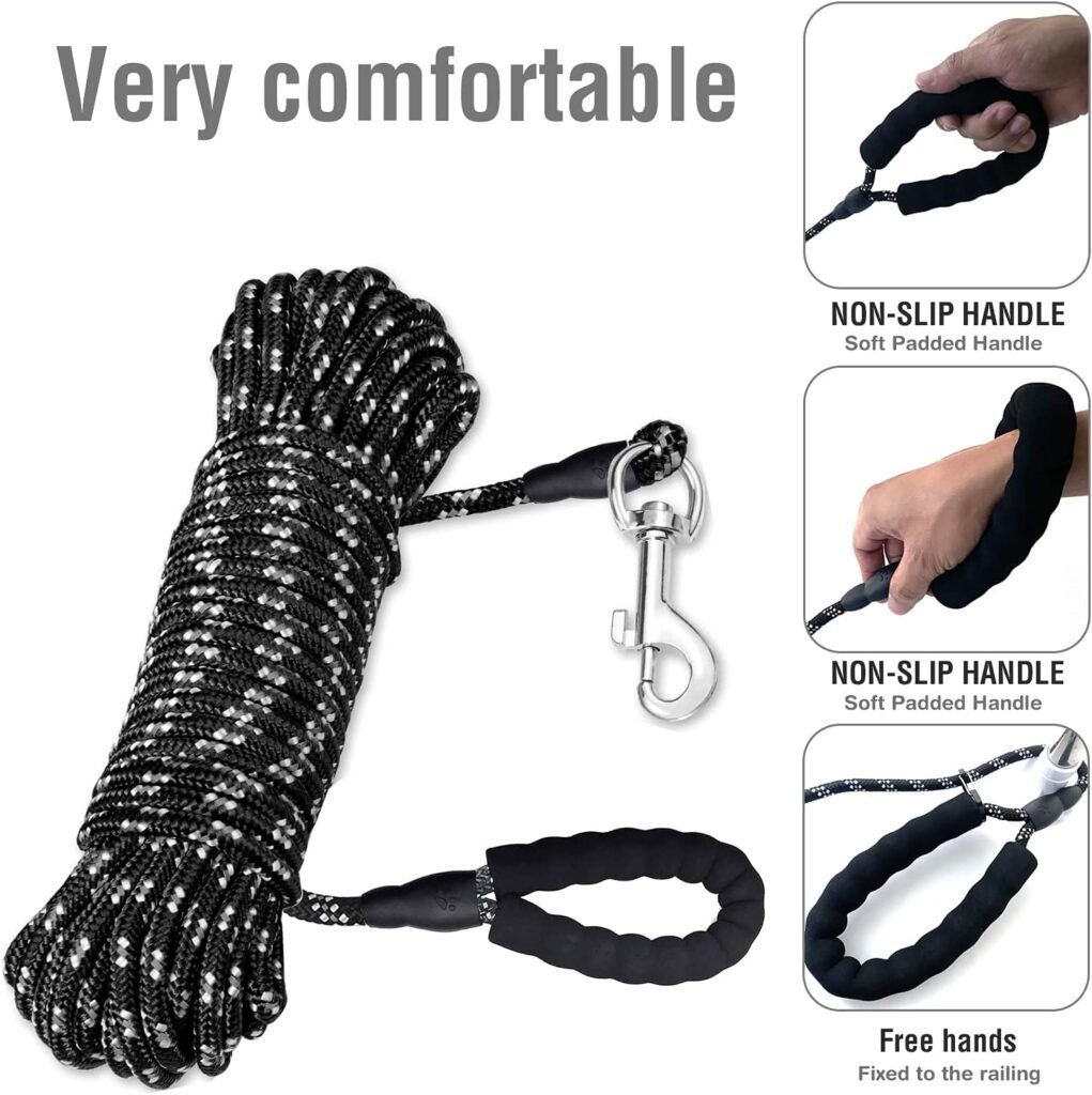 Dog Training Lead,Long Leads Rope Nylon Floatable Long Reflective Recall Dog Training Rope with Comfortable Handle for Hiking,Camping,Walking (33FT/10M)