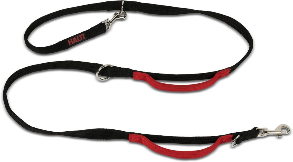 HALTI Control Lead Size Large Black, 2m, Professional Dog Lead to Stop Pulling on the Lead, Perfect for Puppy Walks, Easy to Use Double-Ended Dog Training Lead with 2 Handles