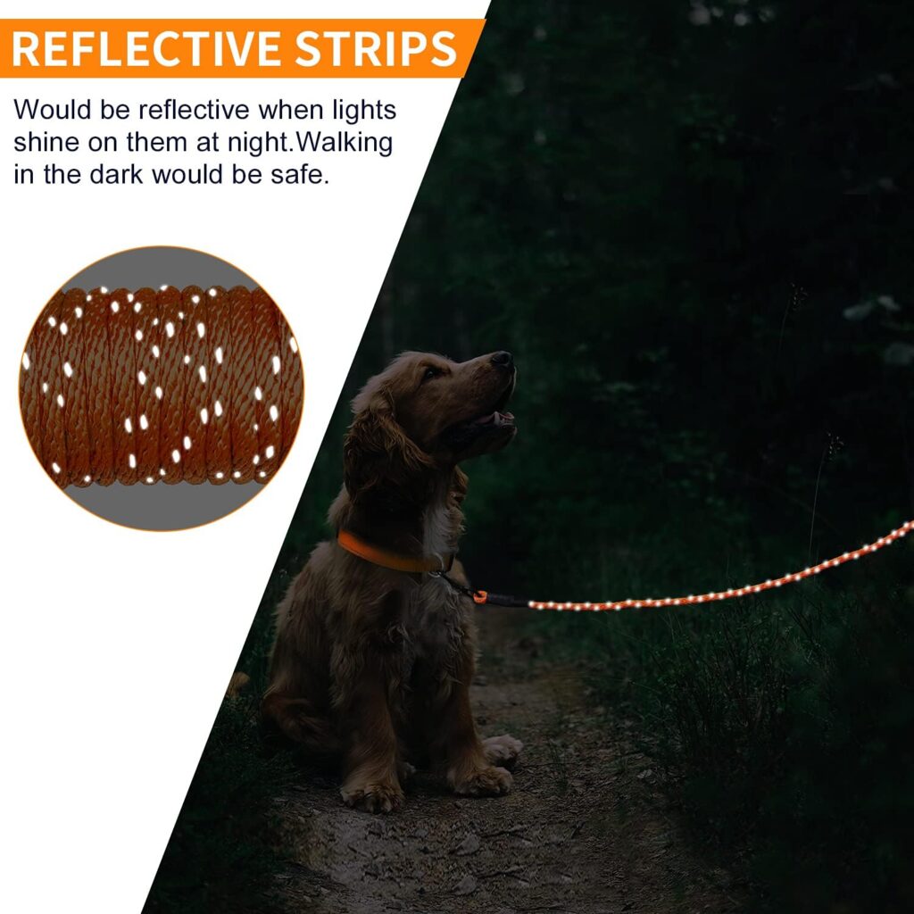 Joytale Long Training Lead for Dogs, 15/10/5M Strong Reflective Dog Training Leads with Soft Handle, Nylon Rope Long Line Dog Leads for Small and Puppy Dogs with 2 Hook Tie out, 15M, Orange