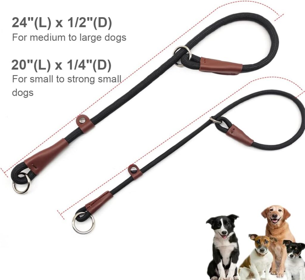 MayPaw Slip Collar Nylon Rope Choke Collar for Dog Training- No Pull Round Martingale Dog Collar for Small Medium Large Dogs