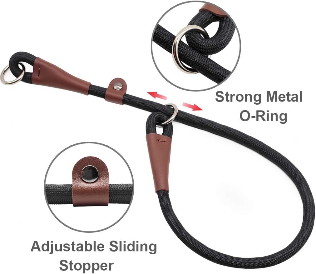 MayPaw Slip Collar Nylon Rope Choke Collar for Dog Training- No Pull Round Martingale Dog Collar for Small Medium Large Dogs