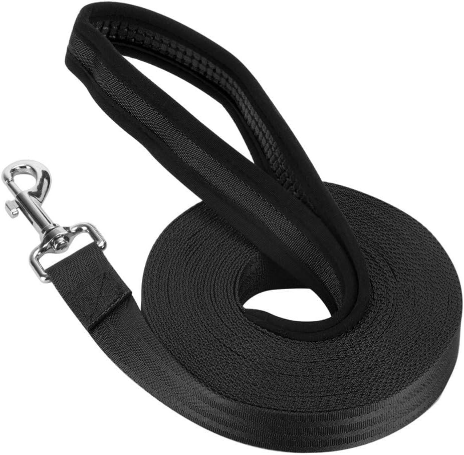 Vivifying Long Line Dog Lead, 10m/32ft Nylon Training Lead for Dogs Tracking Training Obedience Lead Leash (Black)