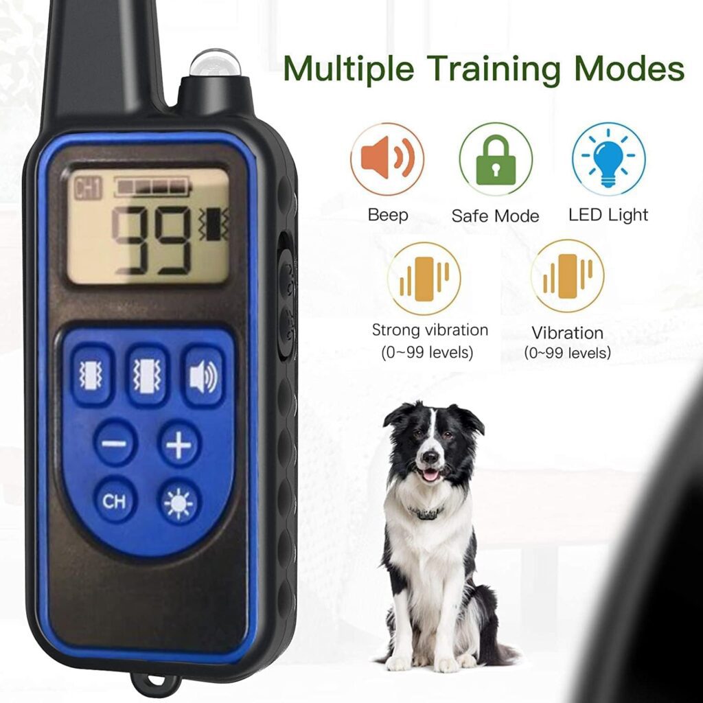 YIXIA Dog Training Collar with 2600Ft Remote for 2 dogs, Electronic Dog Collar with Beep, Vibration, Strong vibration, Light and Keypad Lock Mode（2 collars）
