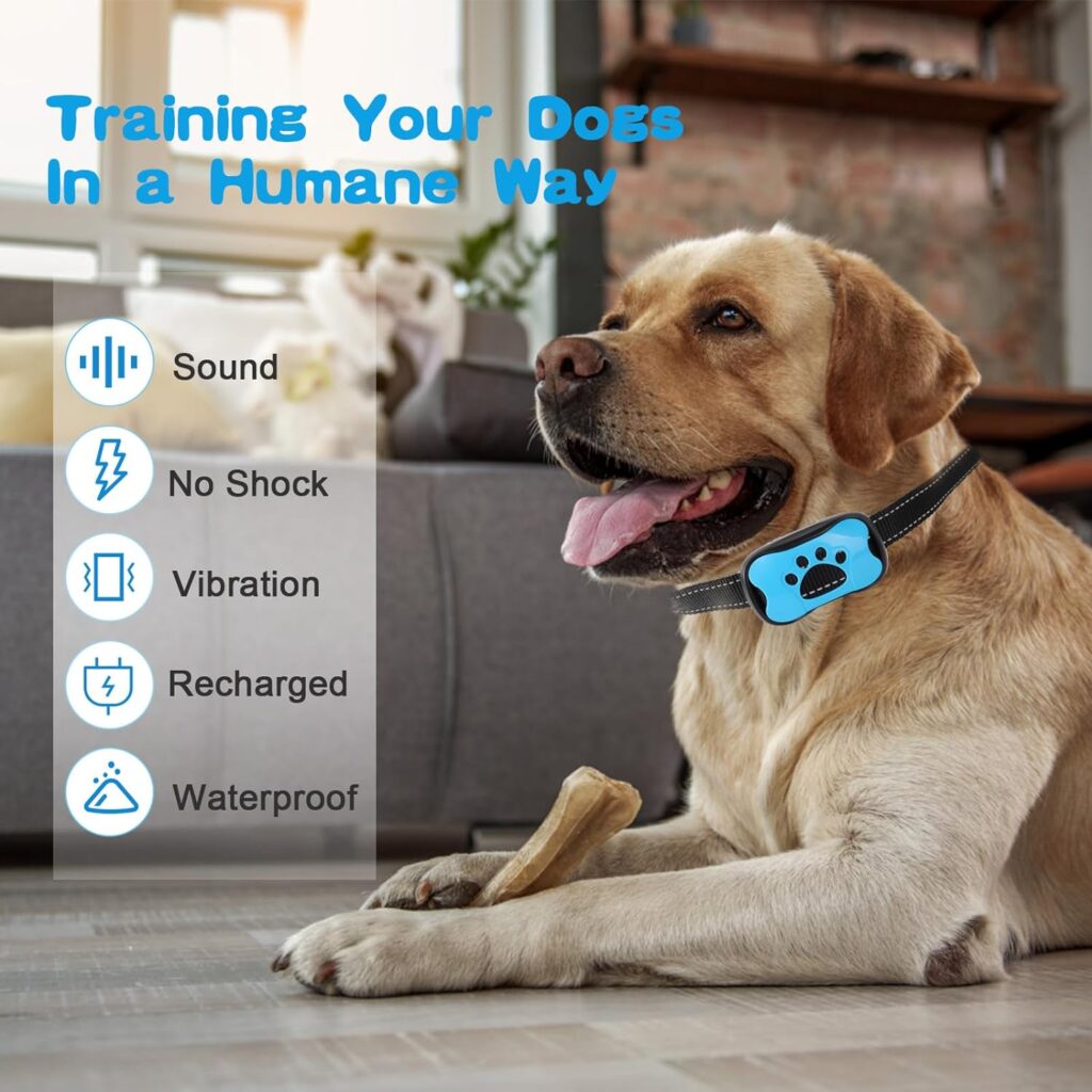 Anti Bark Collars for Dogs, Rechargeable Bark Collar with 7 Adjustable Sensitivity Levels, Smart Dog Barking Collar Training Dog Humane Vibration Beep Anti Barking Device for Small Medium Large Dogs Anti Bark Collars for Dogs, Rechargeable Bark Collar with 7 Adjustable Sensitivity Levels, Smart Dog Barking Collar Training Dog Humane Vibration Beep Anti Barking Device for Small Medium Large Dogs