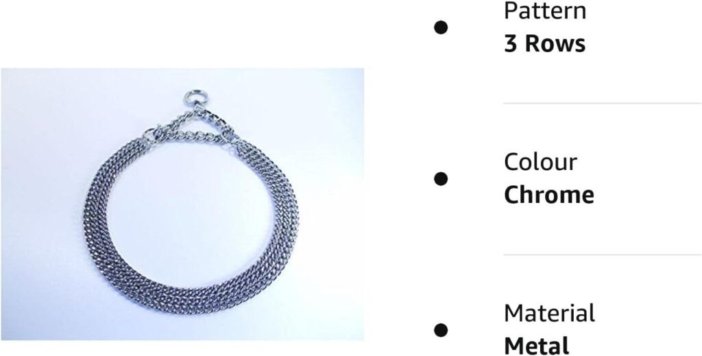 Champion-LJ Pets UK Chain Dog Collar Strong Chrome 2  3 Rows Slip Semi-Check Strong Half Check Dog Choker Chain Training Collar (3 Rows, 60cm (23.5in))