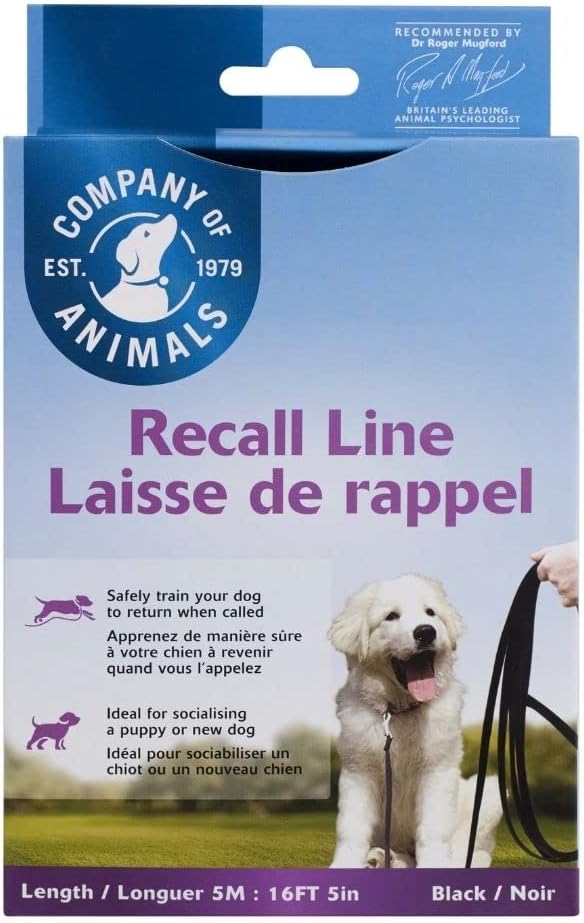 COMPANY OF ANIMALS Recall Line Lightweight 5m, Best Dog Training Equipment, Soft to hold, Perfect for Recall Training, Chasing, Dog  Puppy Training and Socialisation For Small, Medium  Large Dogs