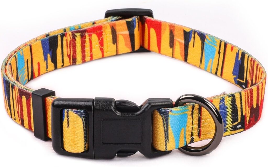 Cosyhome london Dog Collar and Lead for Small medium dog, Adjustable Durable 5ft Puppy Leash Collar for Dog Training Lead (s, black and white)