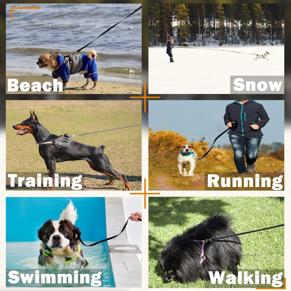 CRABGO Training Lead for Dogs Puppy, 15m/50ft Long Leash, Free Storage Bag Included, Sturdy Durable for Small Medium Large Dog, Best for Pet Training, Play and Camping, Black