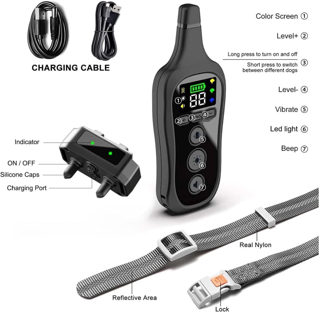 Dog Training Collar with Remote, Sound  Vibration Training Modes, USB Rechargeable IP67 Waterproof, 800 meters Remote Range, Remote Anti Bark Collar for All Dogs