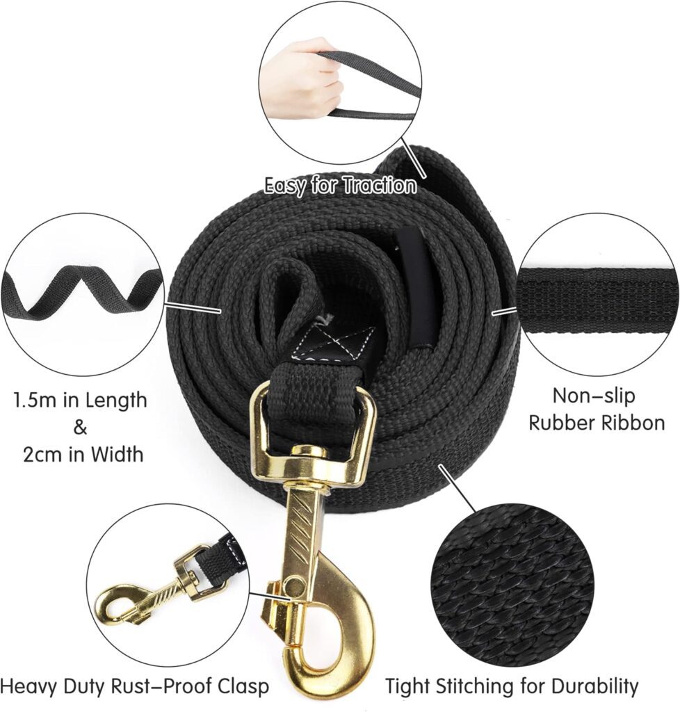 Dog Training Lead, Dog Lead 1.5m/5ft with Metal Hook, Dog Lead Leash for Dog  Puppy Training and Daily Walking (Red)