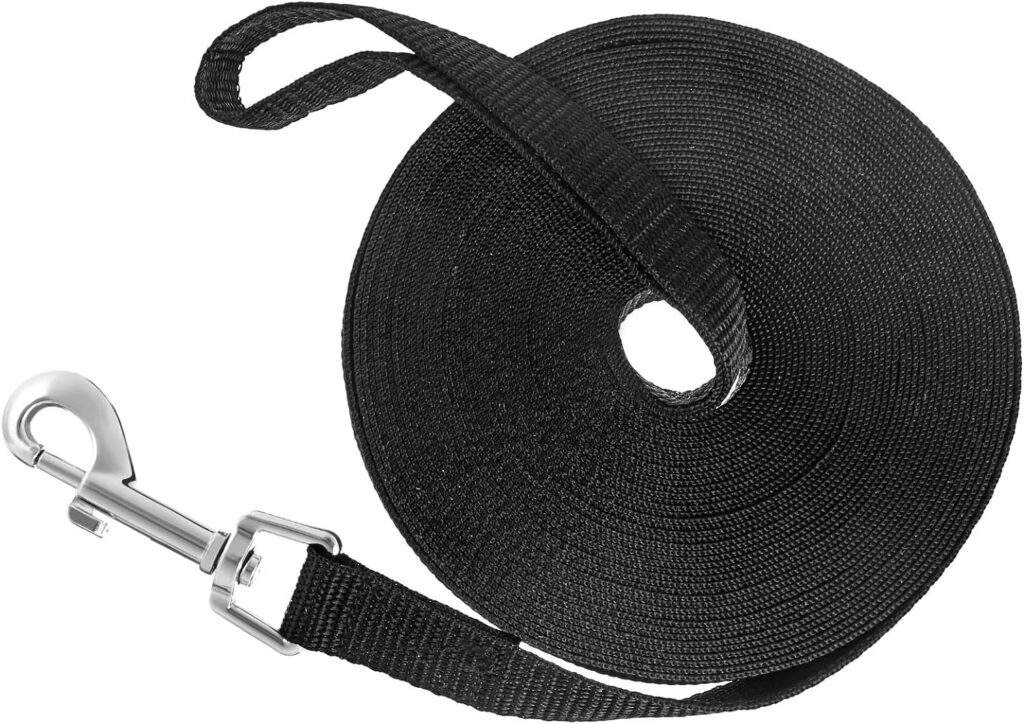 Fanshiontide Dog Training Lead Leash, 10m/33ft Long Lead For Large, Medium and Small Dogs, Long Dog Recall Lead, Recall Obedience Line Leash for Pet (Black)