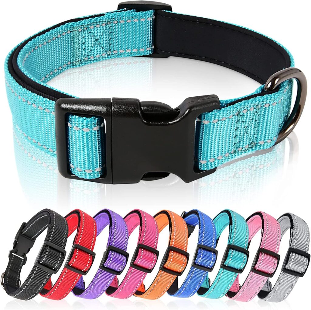 HEELE Dog Collar, Adjustable Reflective Dog Collar Padded Soft Cosy Breathable Collar for Small Dogs, Lightweight Outdoor Training Collars, Orange, S