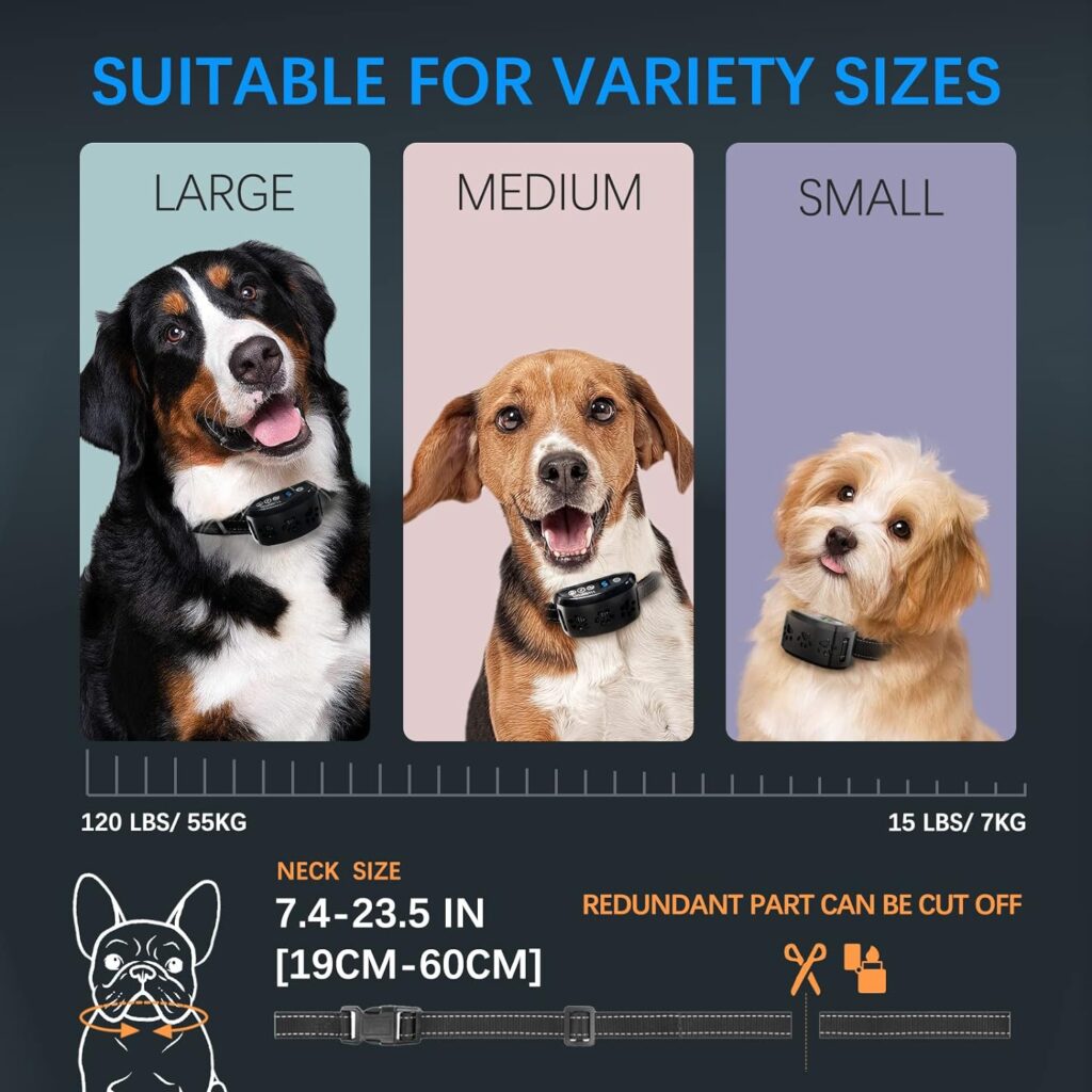 HVRSTVILL Advanced Bark Collar, Anti Bark Collar for Small Medium Large Dogs, Stop Barking Device - NO SHOCK, Safely and Humane with Sound  Vibration, Rechargeable and Adjustable Belt 7-55kg