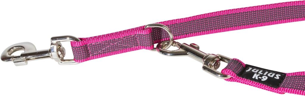 Julius-K9 216GM-PN-DP Color  Gray Super-Grip Leash, Adjustable, 20 mm x 2.2 m, Pink-Gray