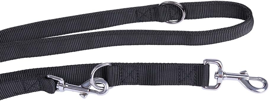 kyd Dog Training Lead 10ft Long Dog Leash in Black Polypropylene with 5 Length Adjustment Options and Hook (1.6m-3.0m) Double Dog Line Adjustable and Durable Strong Lead Middle and Large Dogs