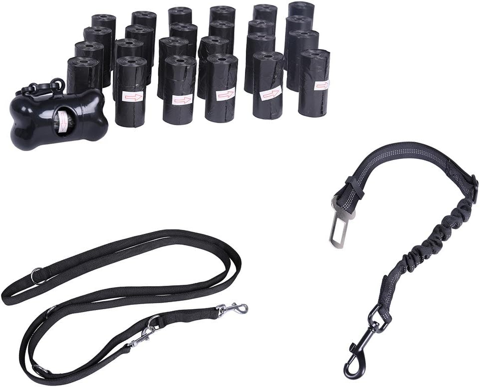 kyd Dog Training Lead 10ft Long Dog Leash in Black Polypropylene with 5 Length Adjustment Options and Hook (1.6m-3.0m) Double Dog Line Adjustable and Durable Strong Lead Middle and Large Dogs