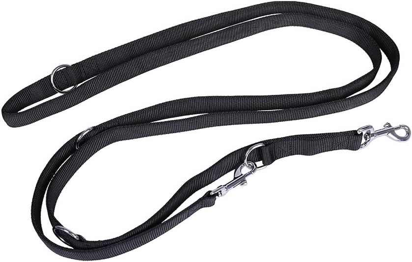 kyd Dog Training Lead 10ft Long Dog Leash in Black Polypropylene with 5 Length Adjustment Options and Hook (1.6m-3.0m) Double Dog Line Adjustable and Durable Strong Lead Middle and Large Dogs