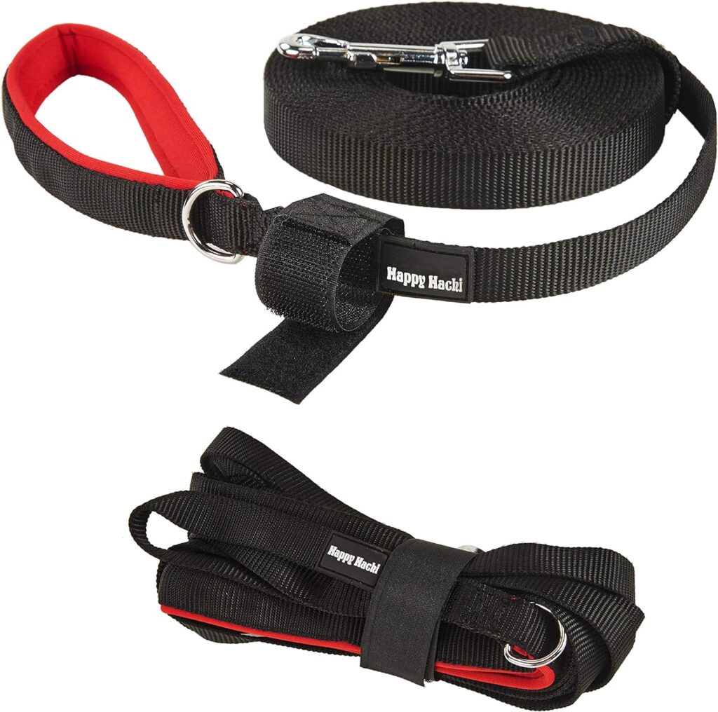 Lampop Dog Training Lead Leash Heavy Duty Strong Nylon Long Line Lead with Soft Padded Handle for Medium Large Small Dogs Training, Running, Play, Tracking, Camping, or Backyard (S,6m/20ft, Black)