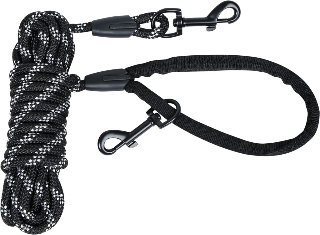 MECHHEIT Training Lead for Dogs 5m, Strong Reflective Dog Training Leads with Soft Handle, Suitable for Small to Large Dogs, Outdoor Recall Training Leashes 5/10/15/20M, Black