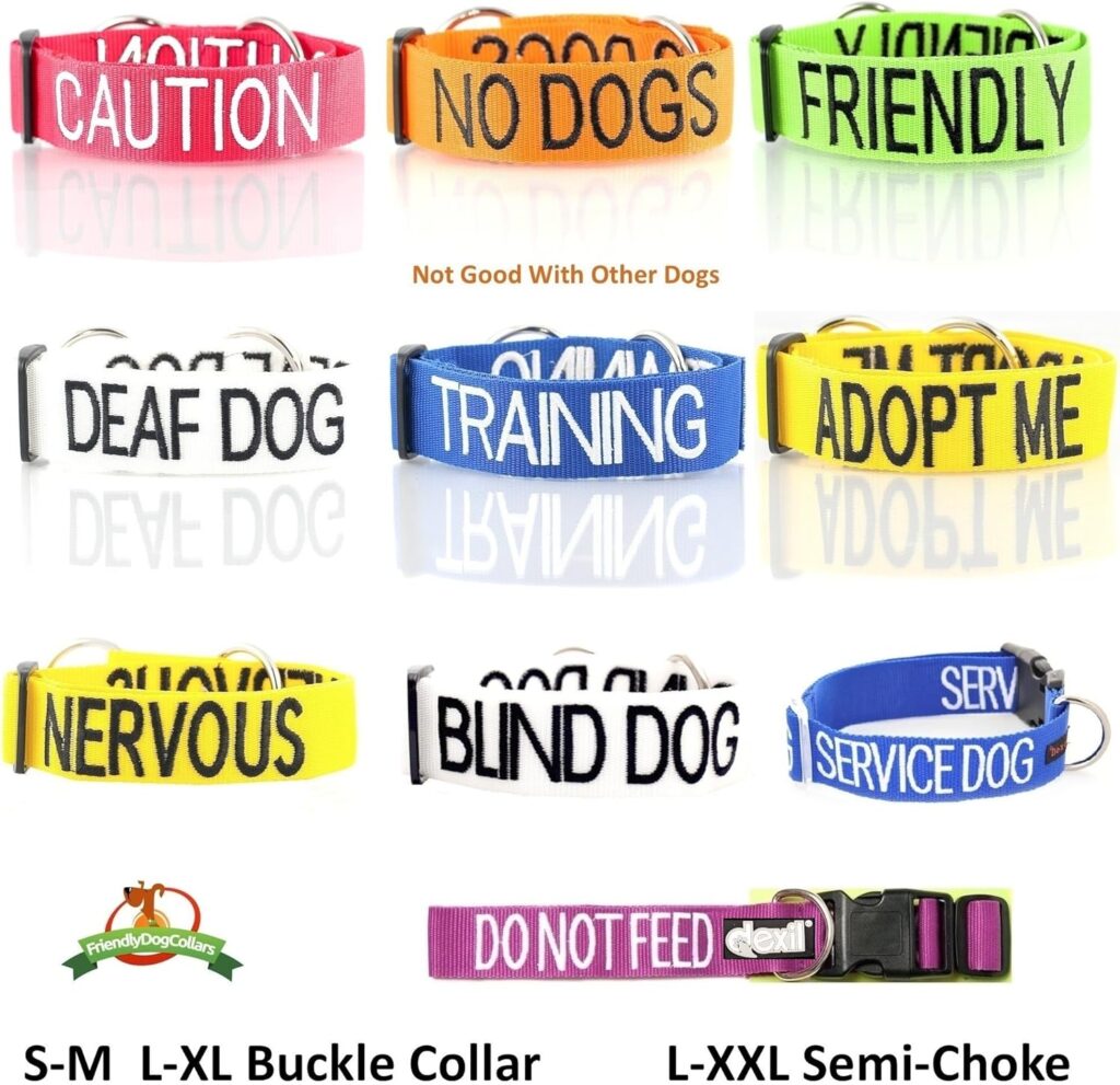 NERVOUS (Give Me Space) Yellow Colour Coded S-M L-XL Dog Collars PREVENTS Accidents By Warning Others Of Your Dog In Advance (L-XL)