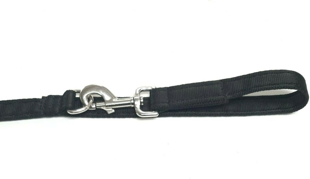 Police Style Dog Training Lead Double Ended 15ft (4.5 Metres Approx) Adjustable Leash Multi-Functional In Cushion Webbing (25mm, Black)