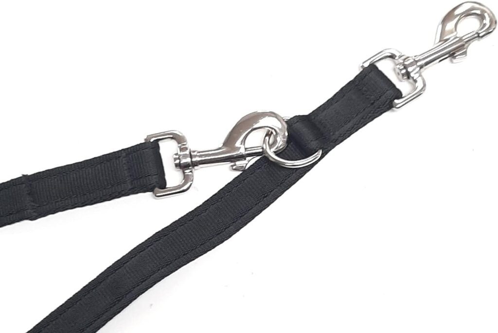 Police Style Dog Training Lead Double Ended 15ft (4.5 Metres Approx) Adjustable Leash Multi-Functional In Cushion Webbing (25mm, Black)