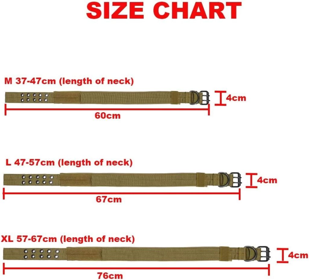 Shidan Military Training Heavy Duty Tactical Nylon Dog Collar with Metal D Ring  Buckle