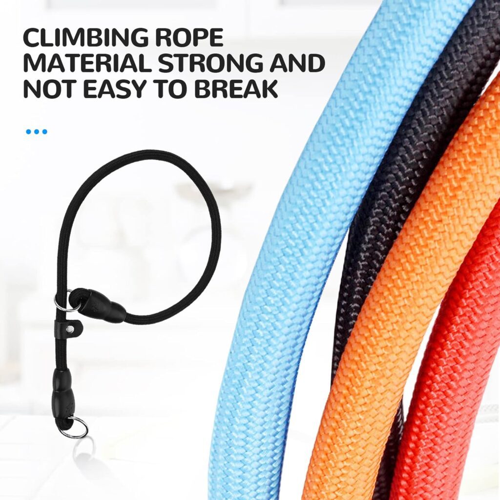 Slip Collar for Dogs Training Slip Choke Collar Soft Collar No Pull Collar Rope for Pet Walking Round Climbing Rope Material Dog Adjustable P Collar,Suitable for Small Medium Large Dogs(Black,M)