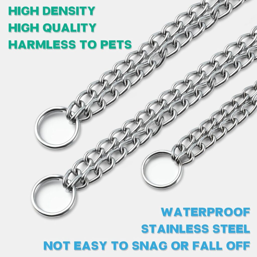 Suoet Dog Chain Collars, 2 Rows Chain Dog Training Choke Collar, Adjustable,Strong, Durable, Weather Proof Stainless Steel Chain Slip Collar for Small Medium Large Dogs(M,50cm) Suoet Dog Chain Collars, 2 Rows Chain Dog Training Choke Collar, Adjustable,Strong, Durable, Weather Proof Stainless Steel Chain Slip Collar for Small Medium Large Dogs(M,50cm)