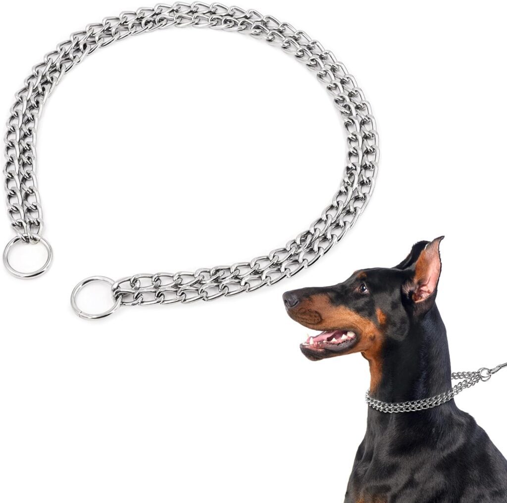 Suoet Dog Chain Collars, 2 Rows Chain Dog Training Choke Collar, Adjustable,Strong, Durable, Weather Proof Stainless Steel Chain Slip Collar for Small Medium Large Dogs(M,50cm) Suoet Dog Chain Collars, 2 Rows Chain Dog Training Choke Collar, Adjustable,Strong, Durable, Weather Proof Stainless Steel Chain Slip Collar for Small Medium Large Dogs(M,50cm)