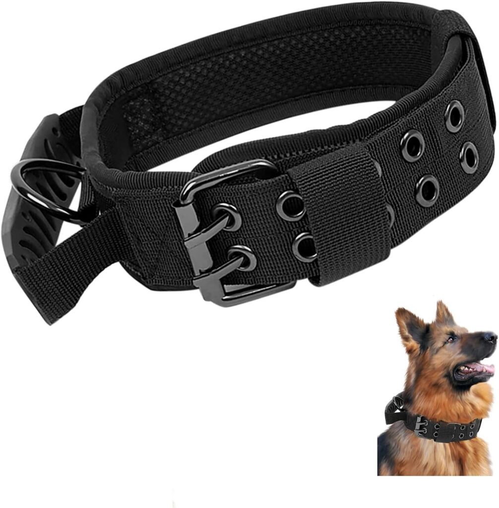 Tactical Dog Collar Nylon Adjustable Training Collar Military Dog Collar for Medium Large Dogs