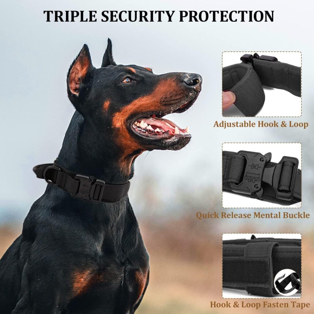 Tactical Dog Collar with Handle - Military Dog Collars Adjustable Training Collar Premium Nylon Dog Collar Heavy Duty Metal Buckle Collar for Medium Large Dogs (XL, Brown) Tactical Dog Collar with Handle - Military Dog Collars Adjustable Training Collar Premium Nylon Dog Collar Heavy Duty Metal Buckle Collar for Medium Large Dogs (XL, Brown)