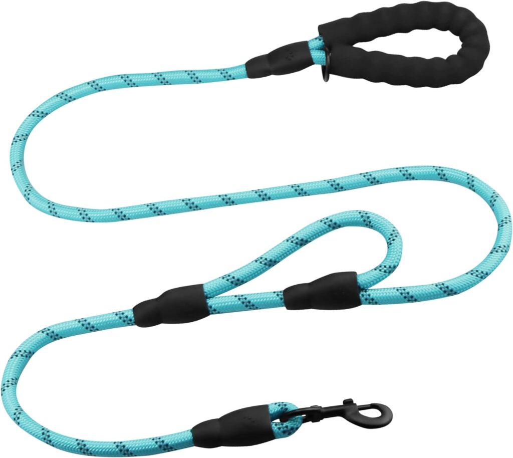 TOHDNC 6FT Dog Lead, Reflective Dog Rope Lead Strong Dog Leash Training Walking Leash with 2 Handles Soft Nylon Dog Lead Rope for Medium and Large Dogs (Blue)
