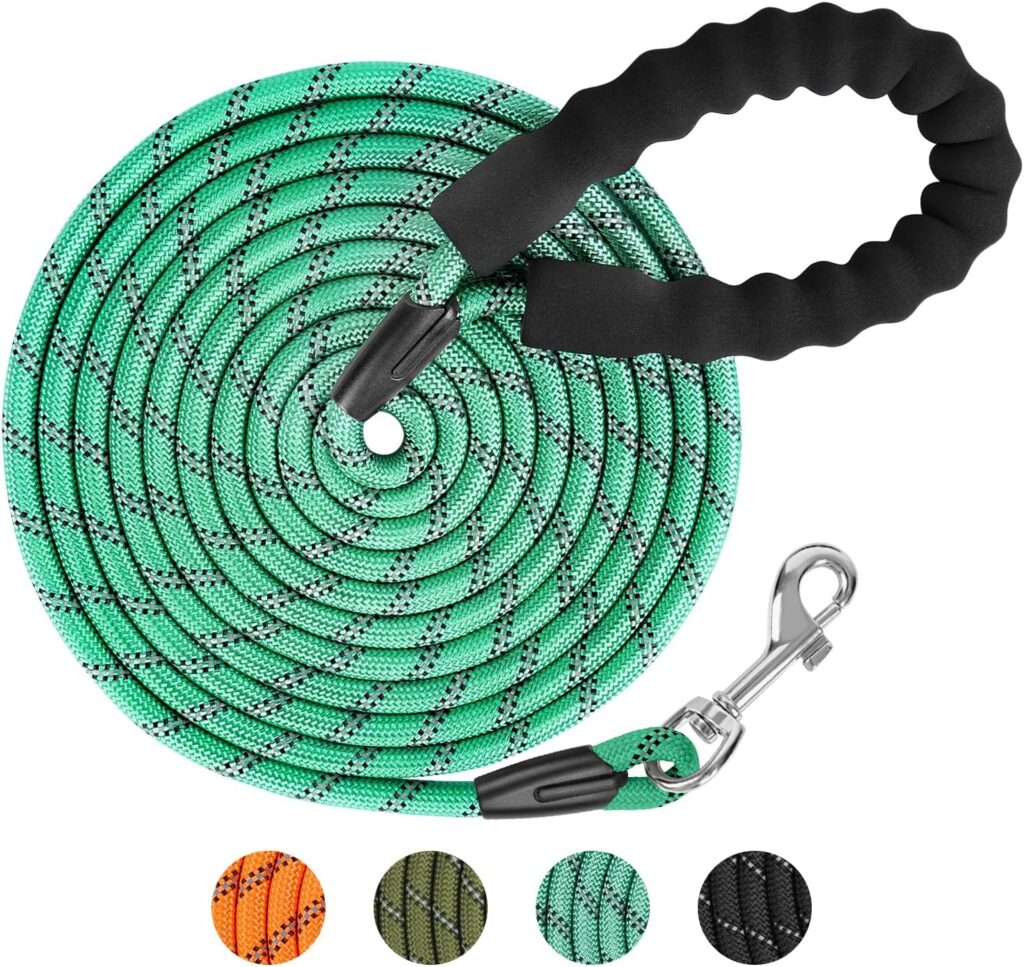 Training Lead Leash for Dogs, 15M Reflective Dog Leash with Comfortable Padded Handle,Puppy Leash for Walking, Hunting, Camping, Backyard for Small Medium and Large Dog