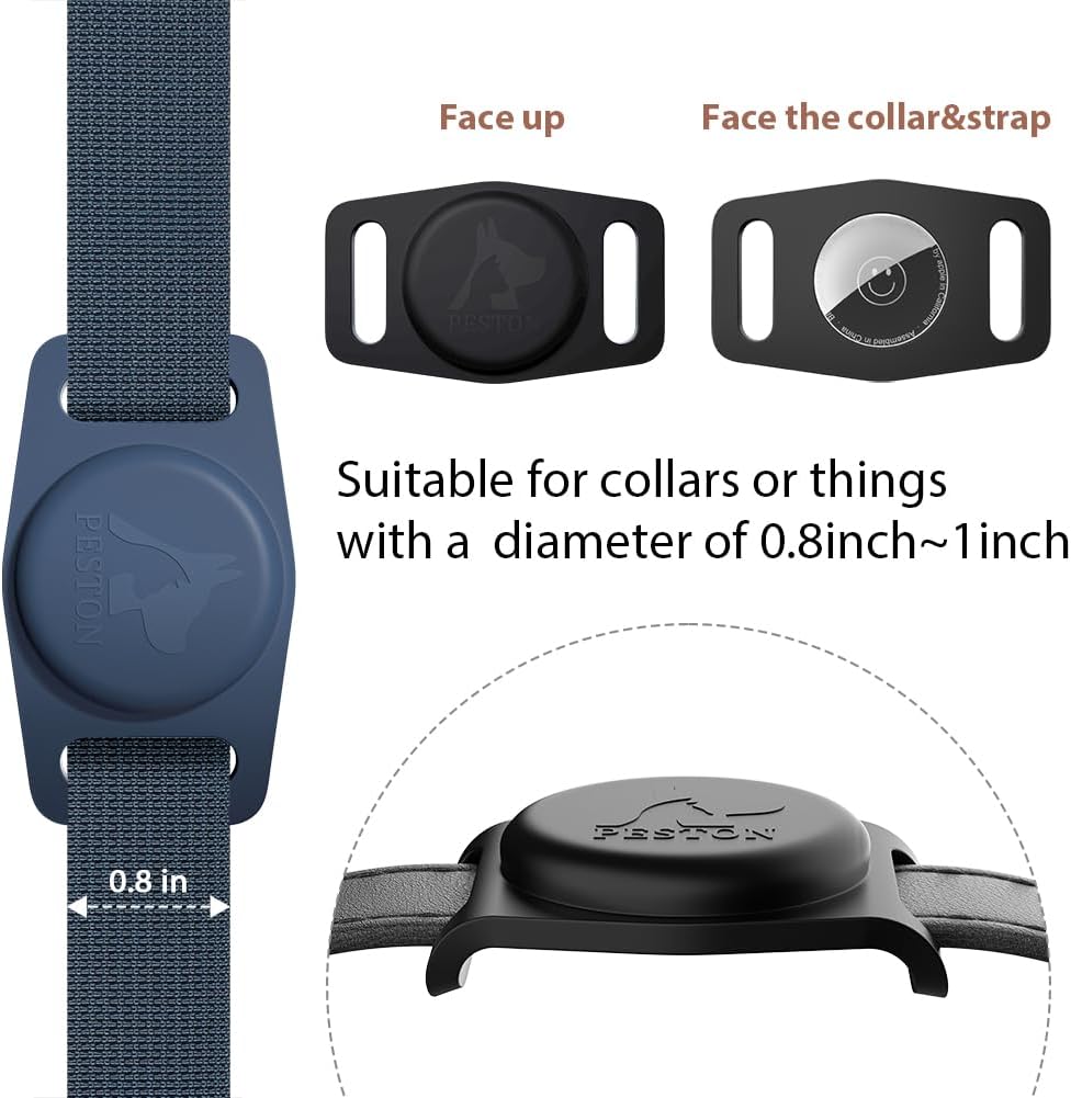 [2-Pack] AirTag Dog Collar Holder, Secure  Comfortable Airtag Cat Collar, Durable Silicone, Universal Fit, Protect Your Furry Friends with Ease, Air tag Pet Holder for Apple Airtag with GPS Tracker
