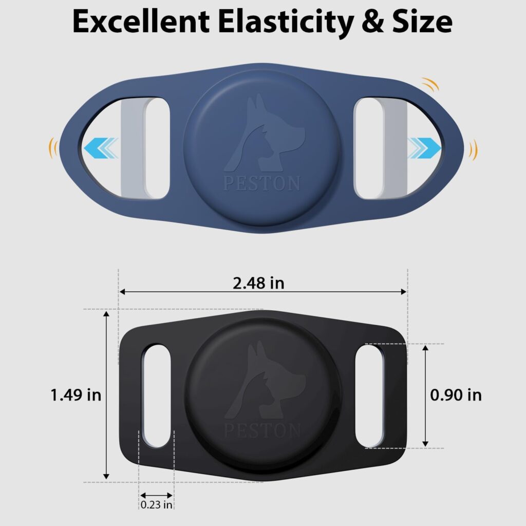 [2-Pack] AirTag Dog Collar Holder, Secure  Comfortable Airtag Cat Collar, Durable Silicone, Universal Fit, Protect Your Furry Friends with Ease, Air tag Pet Holder for Apple Airtag with GPS Tracker