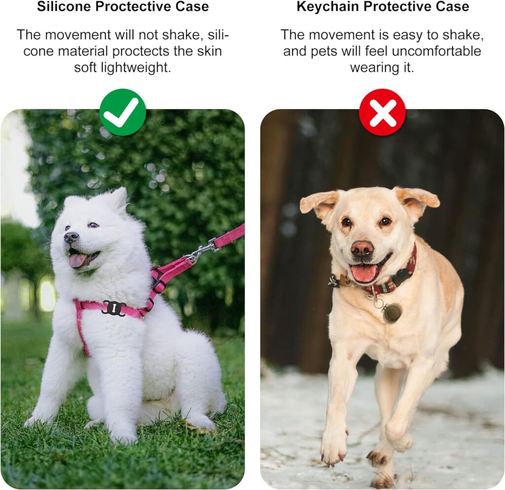 [2 Pack]Airtag Dog Collar Holder, DLENP Air Tag Protective Cat Airtag Dog Collar,Silicone AirTags GPS Tracking Accessories,Air Tags with Bone Pattern(Black/Black)