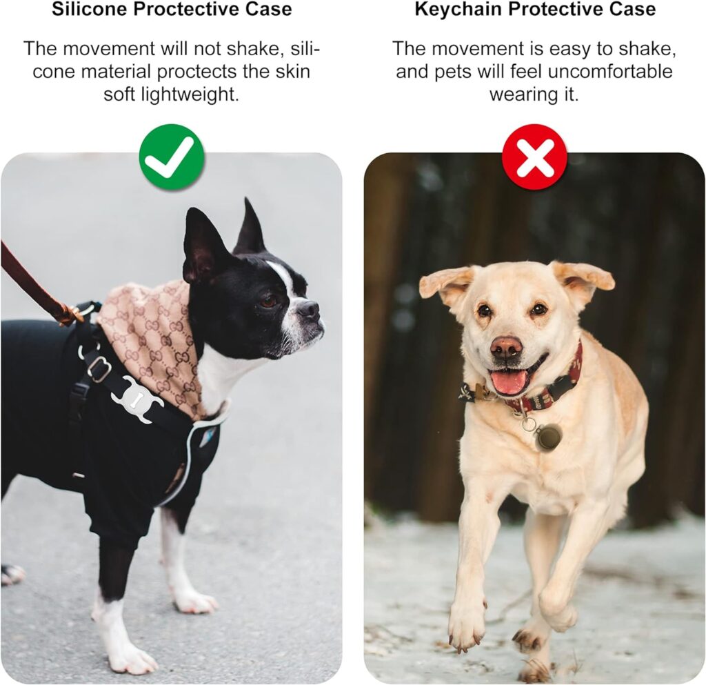 Airtag Dog Collar Holder, DLENP Silicone GPS Tracking Accessories Protective Cat Collar with Bone Pattern (1 Pack(Black))