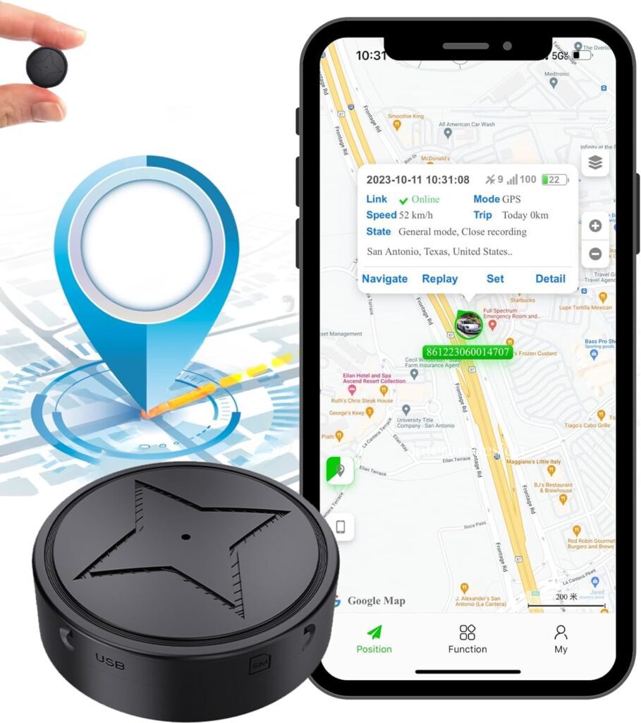 GPS Tracker for Vehicles with Strong Magnetic, Mini Tracker for Vehicles No Subscription - Smallest Locator Real Time, Anti-Theft Micro Tracking Device with Free App