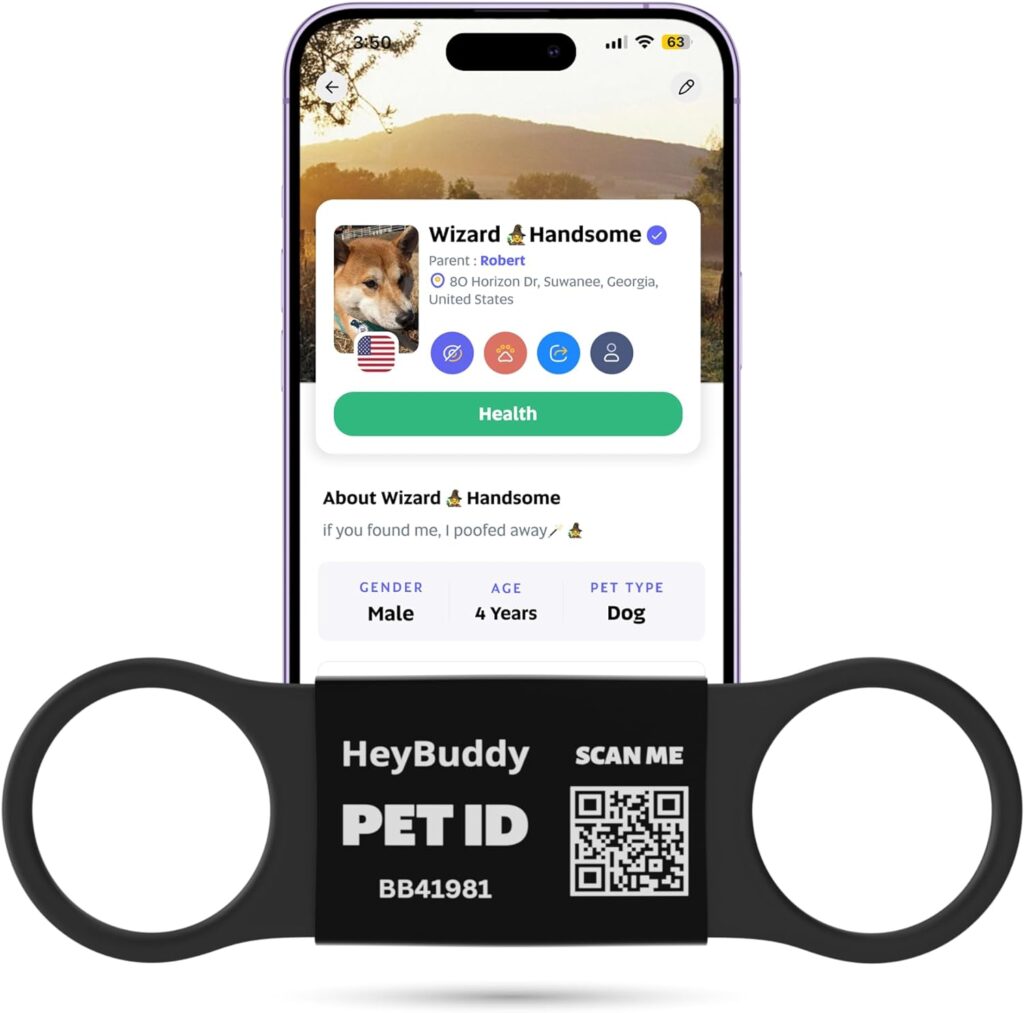 HeyBuddy™ Slide Series - QR Code Smart Pet Tags for Dogs Cats, Personalized Pet Tag Stores Multiple Information, Includes Passive Location Tracking, Real-Time Notification Community Alerts HeyBuddy™ Slide Series - QR Code Smart Pet Tags for Dogs Cats, Personalized Pet Tag Stores Multiple Information, Includes Passive Location Tracking, Real-Time Notification Community Alerts