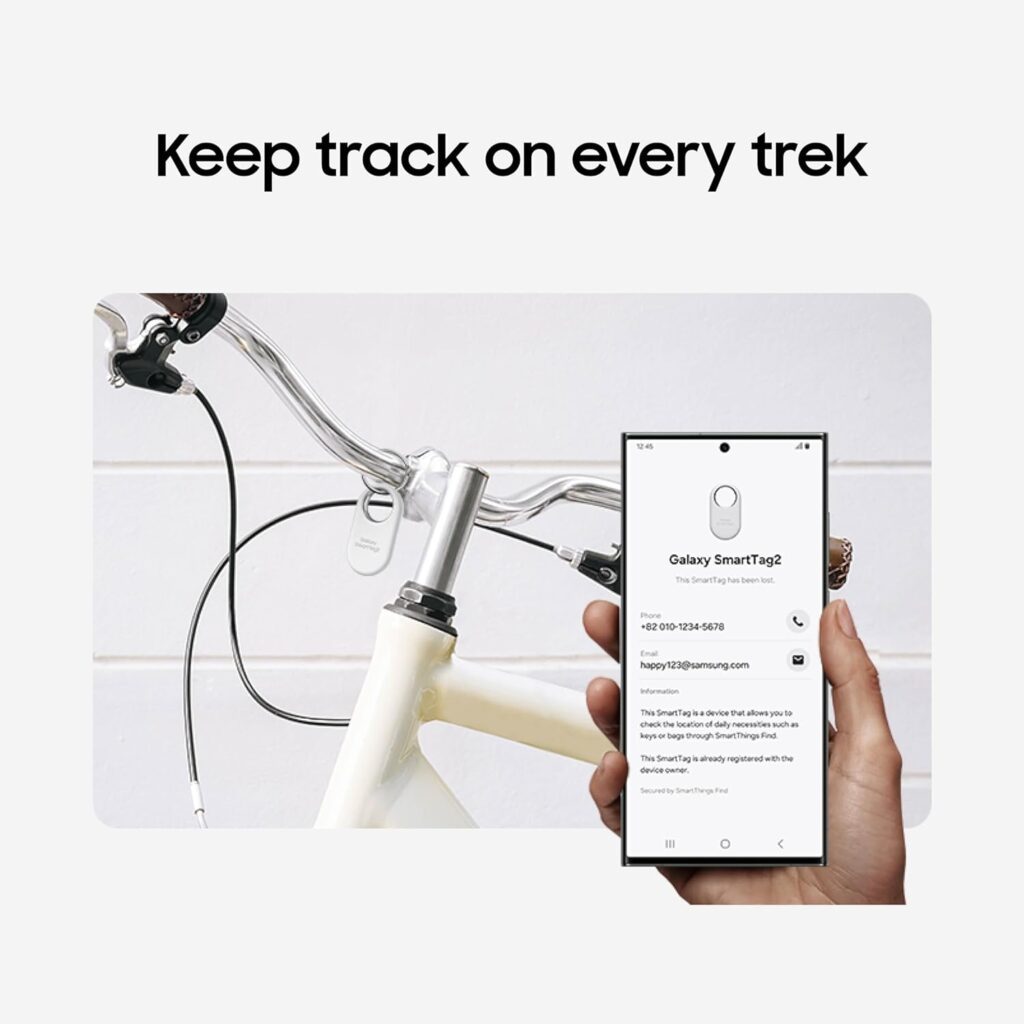 SAMSUNG Galaxy SmartTag2, Bluetooth Tracker, Smart Tag GPS Locator Tracking Device, Item Finder for Keys, Wallet, Luggage, Pets, Use w/Phones and Tablets Android 11 or Later, 2023, 1 Pack, White